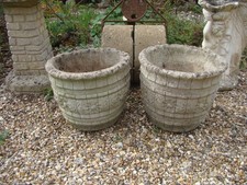 2 x Large 14.5"  Dia. Concrete Garden Patio Plant Pot