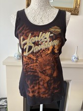 Harley Davidson Women’s Size XL Tank Top Black animal leopard + Wings Motorcycle