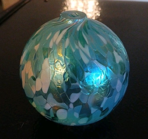 Iridescent art glass ornament - iridescent,
