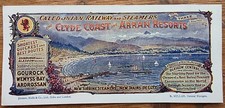CALEDONIAN RAILWAY & STEAMERS CLYDE COAST & ARRAN RESORTS BOOKMARK ARTWORK 1906