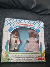 Vintage 1980's Tomy Sylvanian Families Brown Bear Bride And Groom Boxed!
