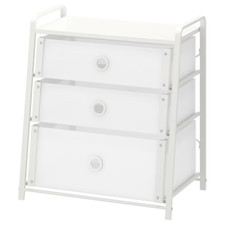 IKEA LOTE Chest 3Drawers Storage Bedside Cabinet Bedroom Furniture White 55x62cm