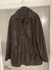 Classic M & S Blue Harbour Brown Leather Coat / Jacket - Size L