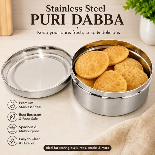 Puri dabba stainless steel - stainless,