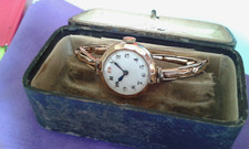 GOLD WATCH VINTAGE 9ct GOLD 20 grams LADIES BRACELET WATCH & BOX 1915 WORKING VG