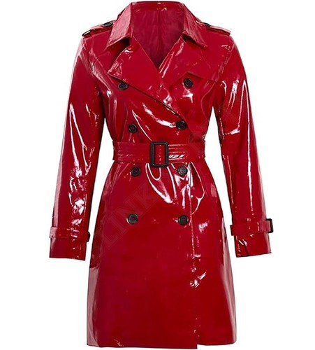 Women red gothic trench - red,