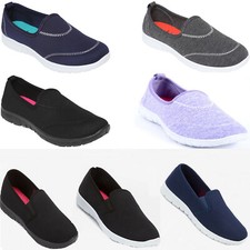 Ladies Womens Walking Slip On Trainers Memory Foam Plimsolls Espadrilles Shoes