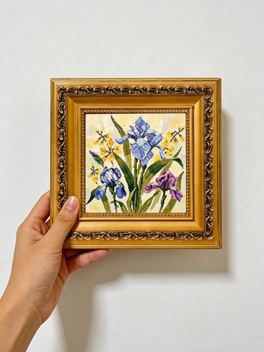 Blue iris with yellow - blue,