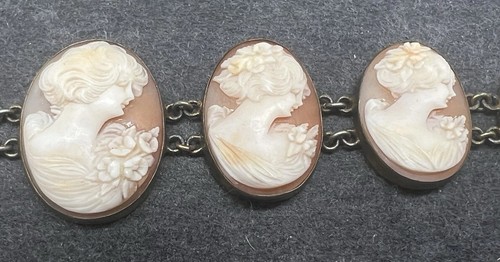 Vintage gold tone shell cameo - shell,