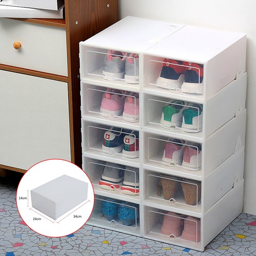 12x white plastic shoe storage - 12x,