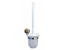QUALITY WALL FIT TOILET BRUSH SET & HOLDER WHITE CHROME MOTORHOME CARAVAN BOAT 