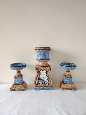 Art Deco Mantle Vase and Candle Holders Garniture Signed Wasmuel Belgium 