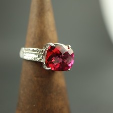 Vintage Sterling Silver Pink Imperial Topaz & Diamond 925 Size N 5.09g