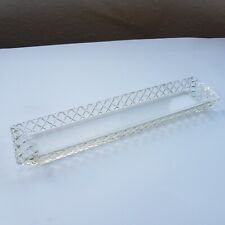 Cut crystal clear glass quill pen holder hatched geometric British Vintage