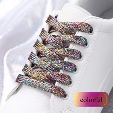 Glitter Laces Sparkly Metallic Coloured Flat Shoe laces 120cm Trainers Shoes UK
