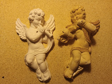 5" Plaster Ornate Cherub Angel Musical Wall Decor Hanging Plaque Craft Project