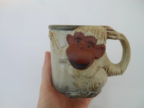 John buck monkey pottery mug - john,