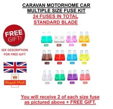 24 x Caravan Bailey Blade Fuse Multi Spare 1 2 3 5 7.5 10 15 20 25 30 35 40A