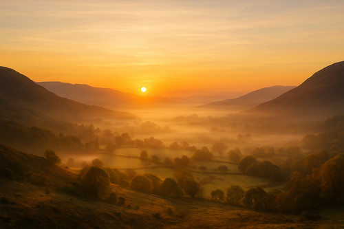 Lake district sunrise golden - district,