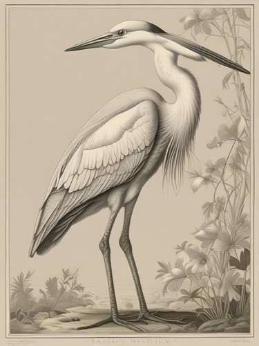 Heron vintage botanical plate - vintage,