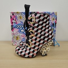 Irregular Choice Poker Joker Sequin Dice Heeled Cosplay Diva Boots Uk 6.5 Eu 40