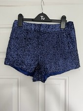 Topshop Size 10 Blue Sequin Hot Pants