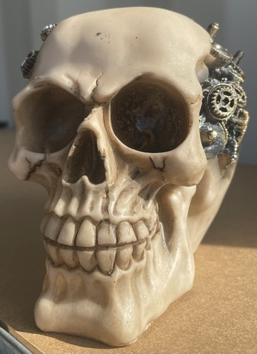 Steampunk human skull ornament - steampunk,