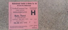 Middlesbrough Vs Nottingham Forest 1979-80 League Cup + ticket