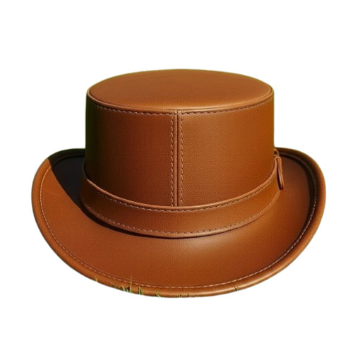 Brown leather top - brown,