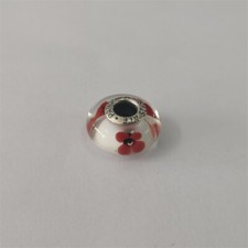 Pandora Bead Murano Poppy Glass S925 ALE  Red Charm 