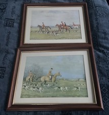 Vintage Fox Hunting Horse Hounds Framed Prints X 2