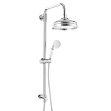 Dual Shower Riser Rail Kit Traditional Overhead Rain Handset Solid Brass Chrome