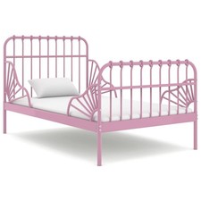Extendable Bed Frame Pink Powder-Coated Metal 80x130/200 cm Adjustable for Kids