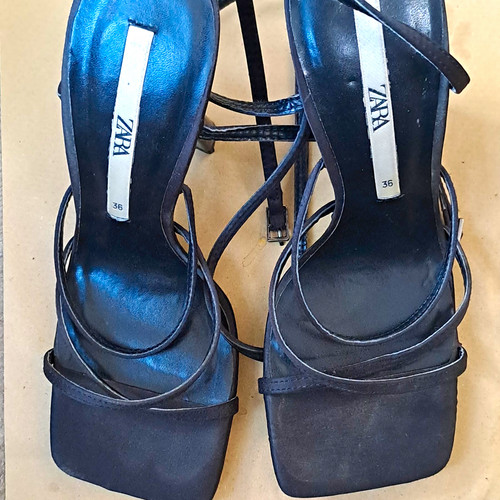 Zara black leather strappy - zara,