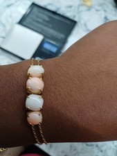 18ct Gold Bracelet  17cm With 4 Japanese Corals. Check My Other Item. Hallmarked