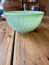 Rare Vintage Fire King Jadeite 8” Oven Proof Green Swirl Pyrex Mixing Bowl VGC
