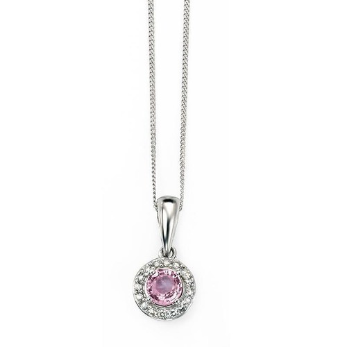 9ct white gold pink sapphire - pink,