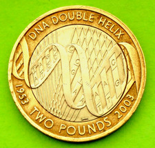 RARE  2003 DNA Double Helix TWO Pounds COIN £2 MINT ERROR Upside Down