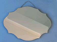 Vintage Frameless Wall Mirror Scallop Wavy Oval Portrait/Landscape Vanity 60.5cm