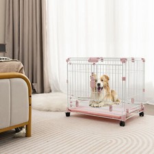 Folding Dog Kennel Metal Wire Dog Crate for Small & Medium Sized Dog