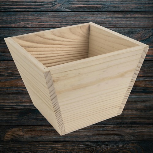 Square wooden flower pot - square,