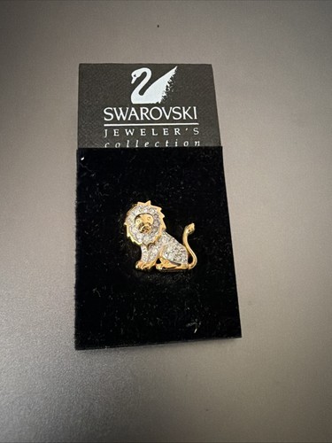 Swarovski crystal lion - lion, brooch
