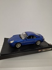 HOT WHEELS PORSCHE 911 CARRERA CABRIOLET  1/18 SCALE DIECAST CAR ON STAND BLUE