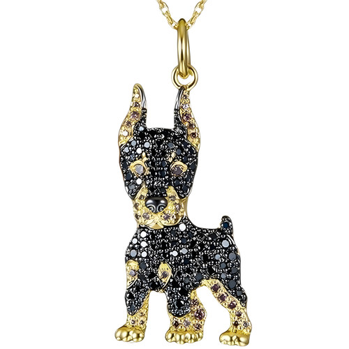 Doberman pendant necklace - doberman,