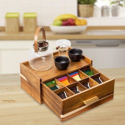 Wooden tea bag organizer - wooden,