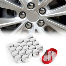 20Pcs 17mm Car Hub Screw Cover Auto Wheel Nut Caps Bolt Rims Accessories Silver