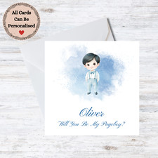 Handmade Personalised Pageboy Card - Customisable Name