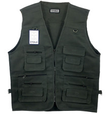 Mens Vest Waistcoat Utility Multi Pocket Workwear Body Warmer Gillet Fisherman
