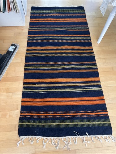 Handwoven woollen rug - handwoven,