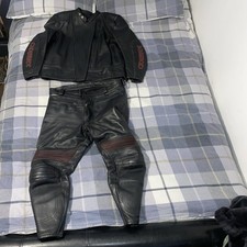 Crowtree motorcycle leather 2 piece suit jacket trousers used